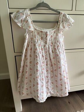 Janie and Jack White Dress with Pink Floral Print